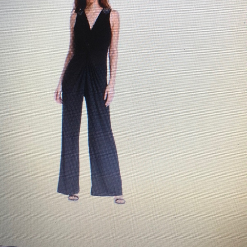 Nine West Beaded-Shoulder Wide-Leg Jumpsuit